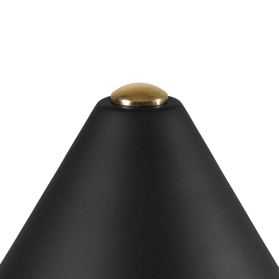 Luminária de Mesa UNA cúpula externa preta + cúpula interna e base latão polido + acrílico leitoso