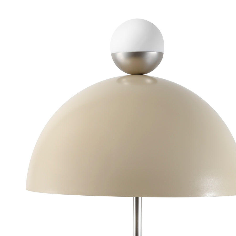Luminária de piso GUARDA CHUVA cúpula microtextura marfim + haste e mini cúpula pintura níquel