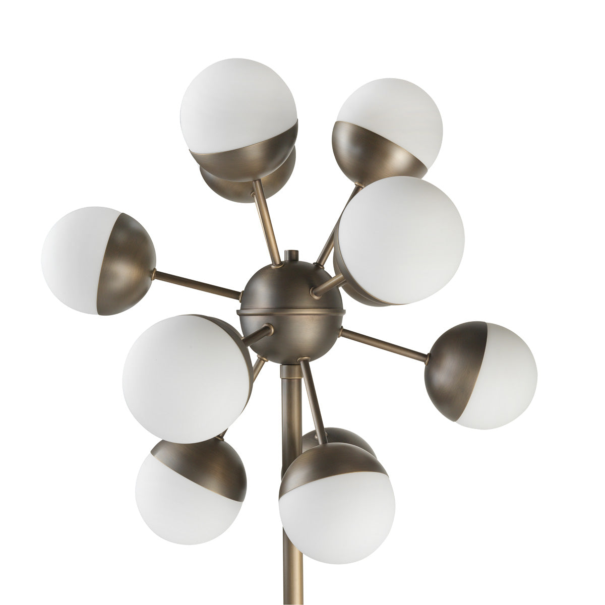 Luminária de piso SPUTNIK 12 globos latão oxidado escovado – Itens