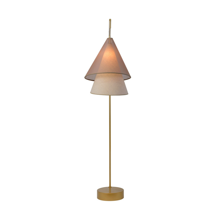 Pendant CARAÍVA double natural woven straw basket and polished brass finish