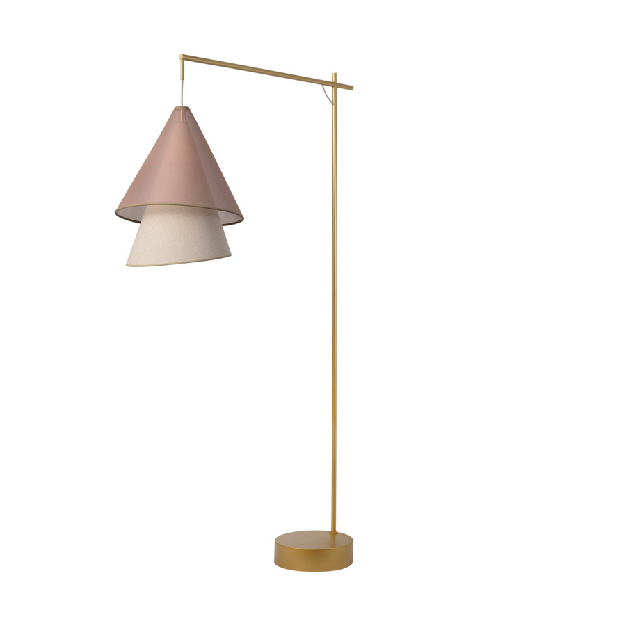Pendant CARAÍVA double natural woven straw basket and polished brass finish