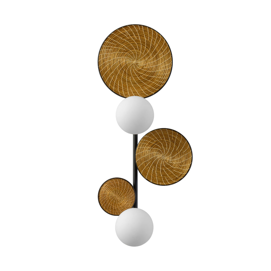 Wall light BRUTA 03 matte brushed globes + golden grass
