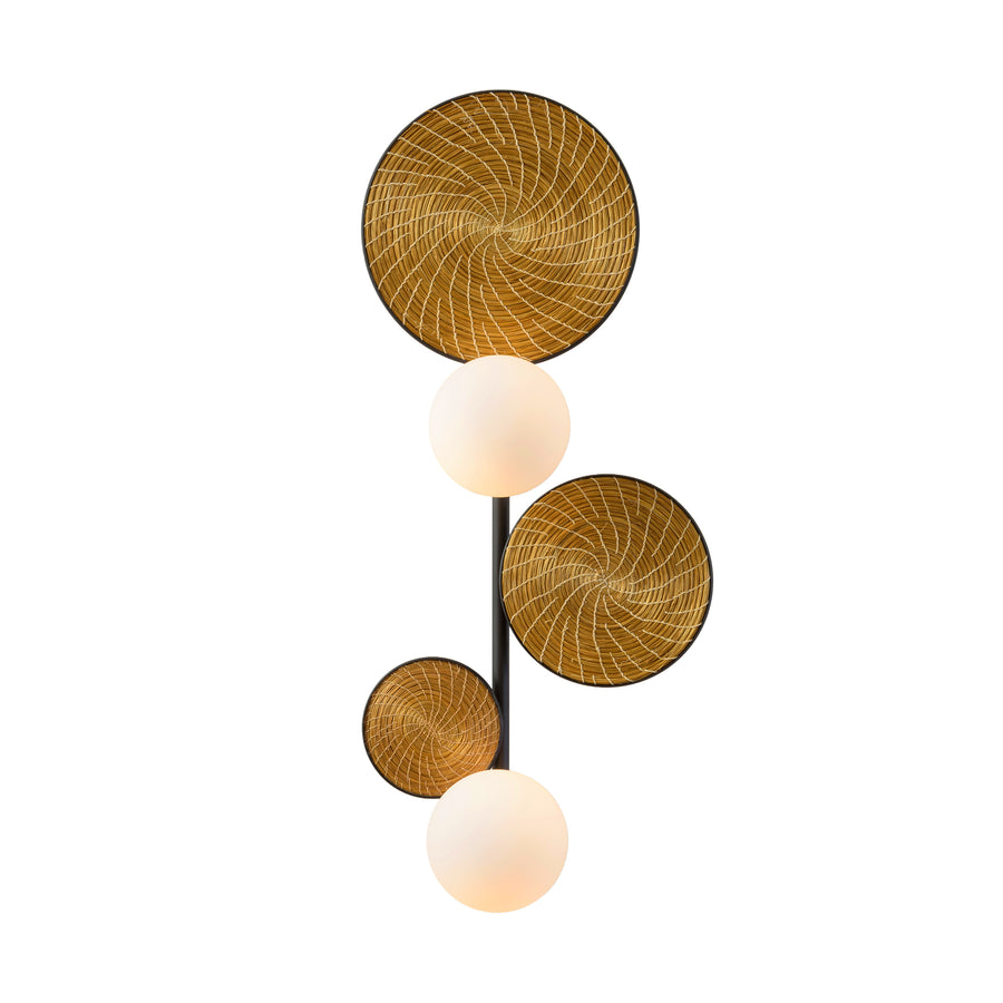 Wall light BRUTA 03 matte brushed globes + golden grass