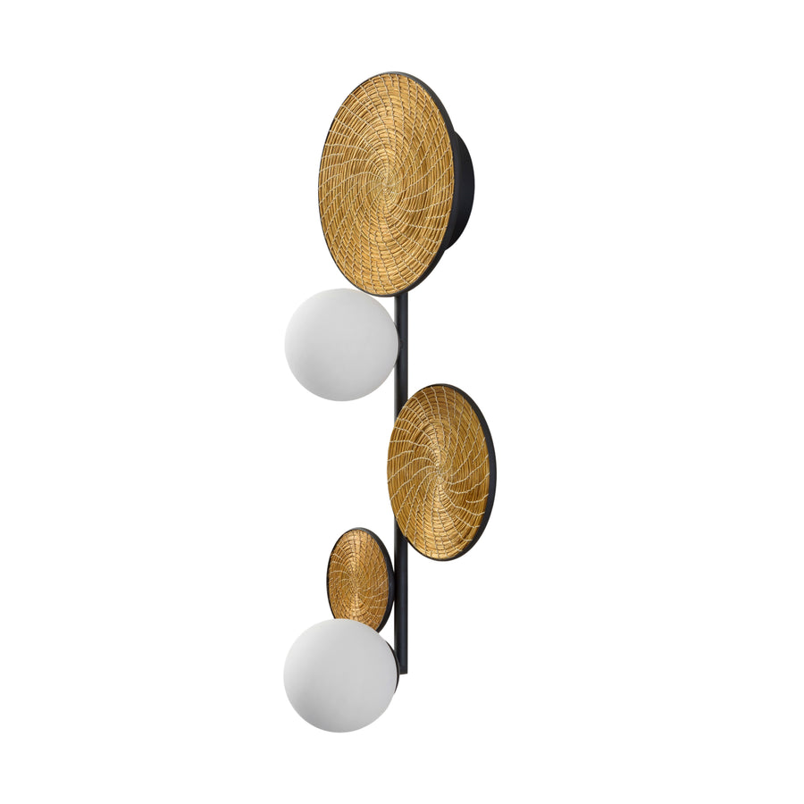 Wall light BRUTA 03 matte brushed globes + golden grass
