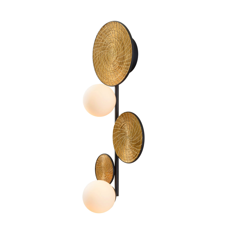 Wall light BRUTA 03 matte brushed globes + golden grass