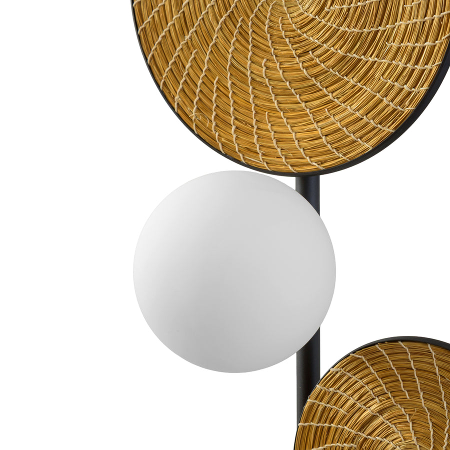 Wall light BRUTA 03 matte brushed globes + golden grass
