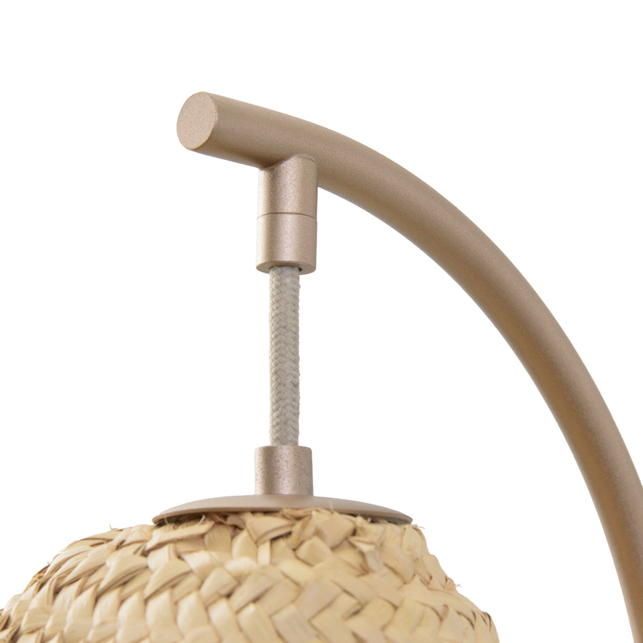 Pendant CARAÍVA double natural woven straw basket and polished brass finish
