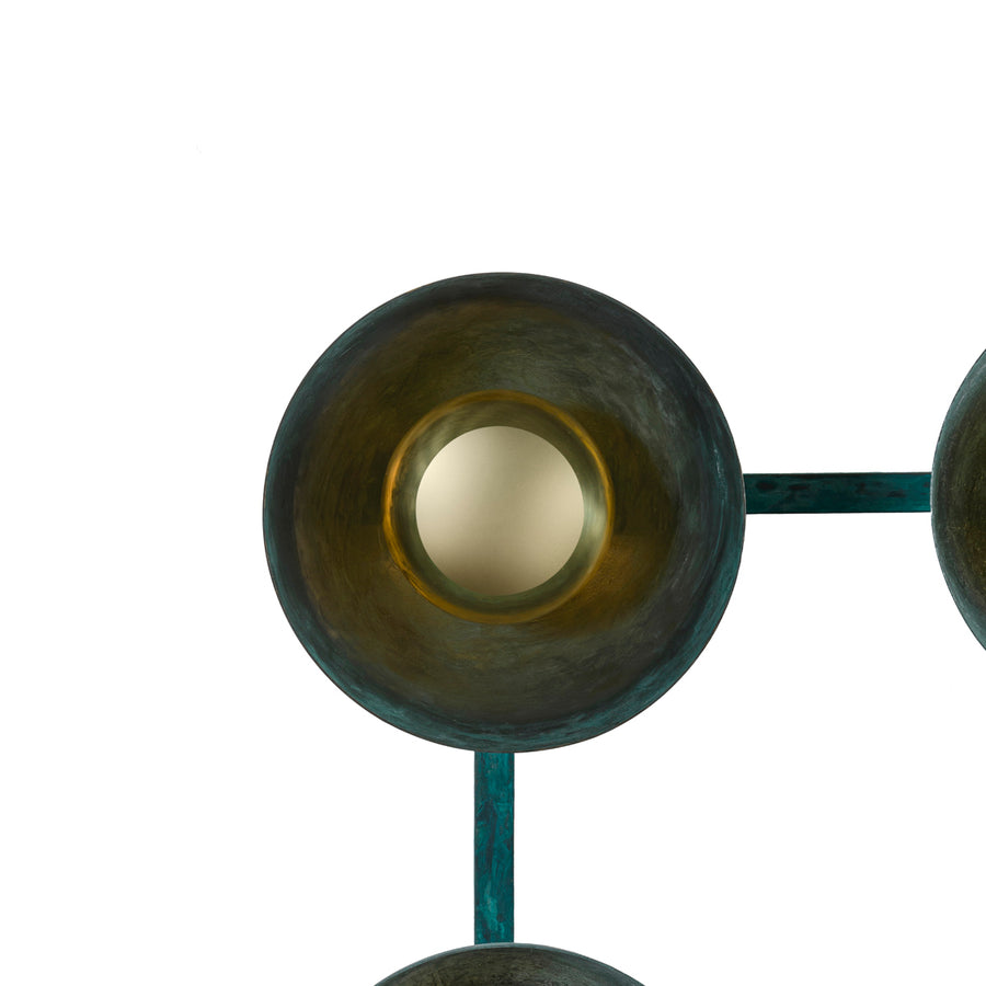 Wall light GIRASSOL 09 natural brushed brass shades + polished brass button
