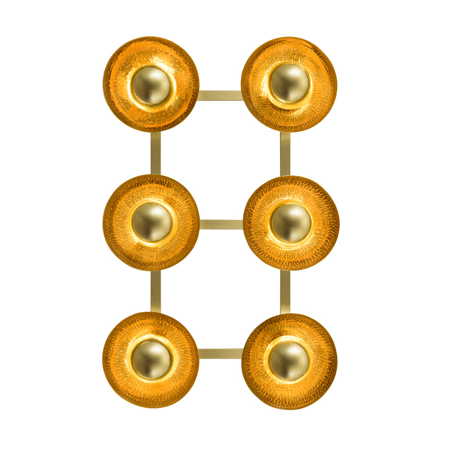 Wall light GIRASSOL 09 natural brushed brass shades + polished brass button