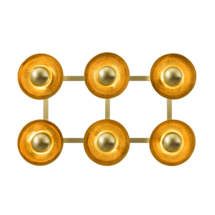 Wall light GIRASSOL 09 natural brushed brass shades + polished brass button
