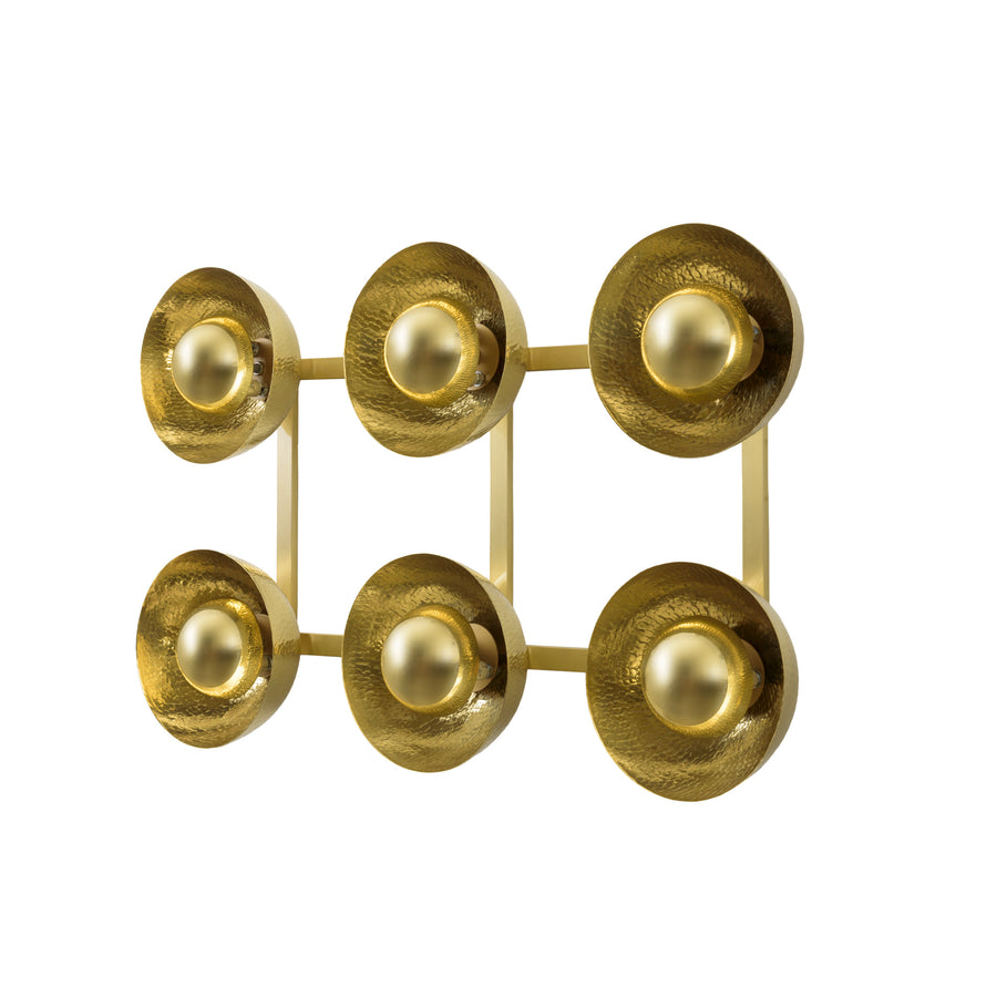 Wall light GIRASSOL 09 natural brushed brass shades + polished brass button