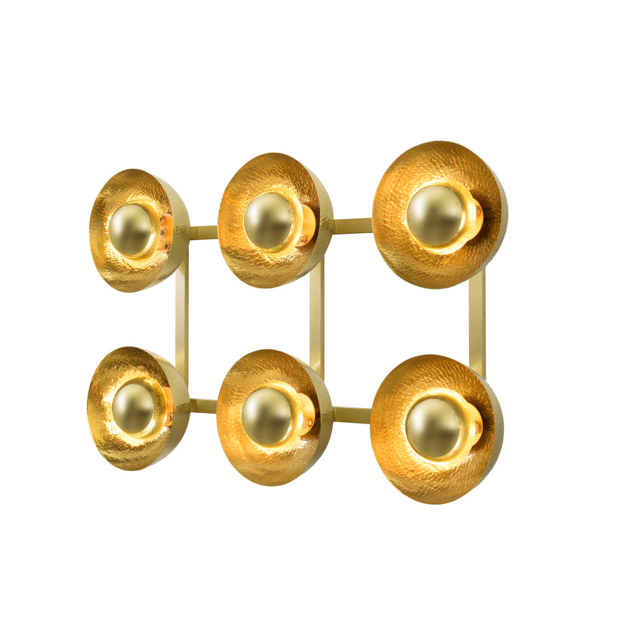 Wall light GIRASSOL 09 natural brushed brass shades + polished brass button
