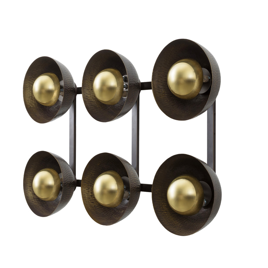 Wall light GIRASSOL 09 natural brushed brass shades + polished brass button