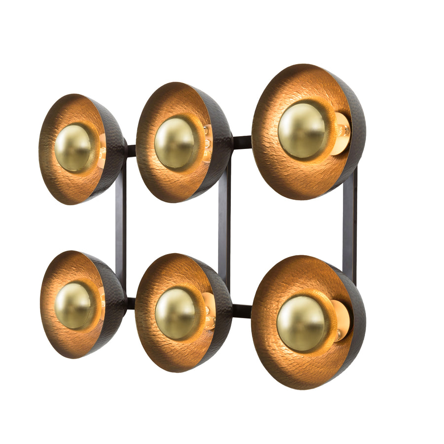 Wall light GIRASSOL 09 natural brushed brass shades + polished brass button