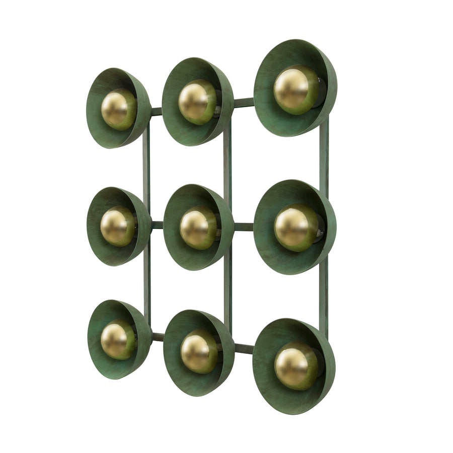 Wall light GIRASSOL 09 natural brushed brass shades + polished brass button
