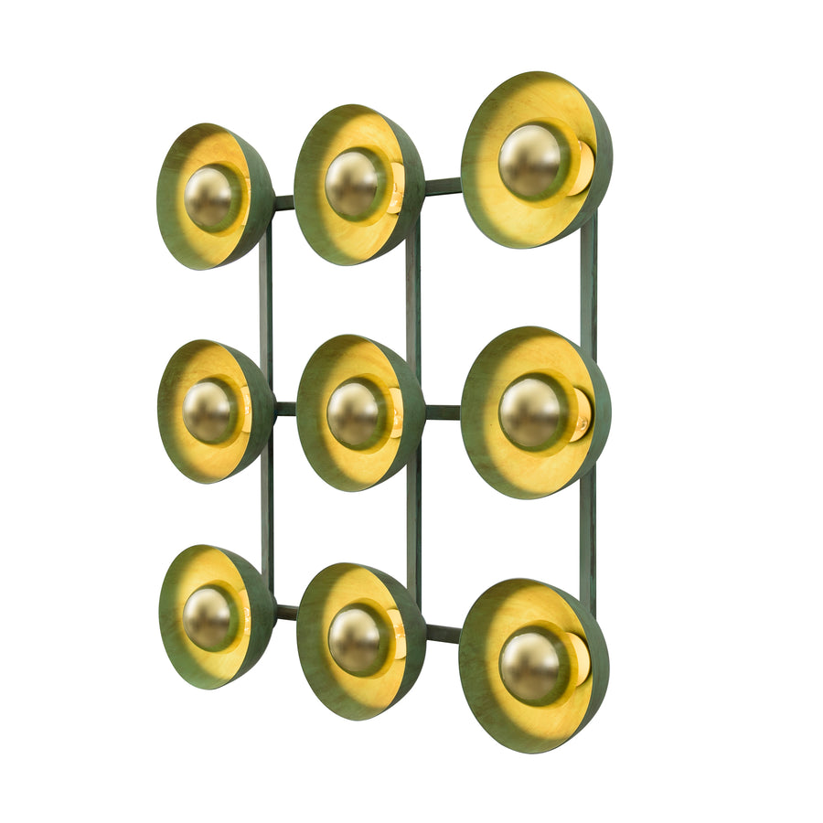 Wall light GIRASSOL 09 natural brushed brass shades + polished brass button