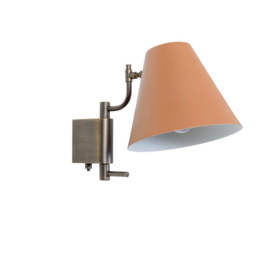 Wall light LEME black microtexture shade + matte brushed brass base and stem