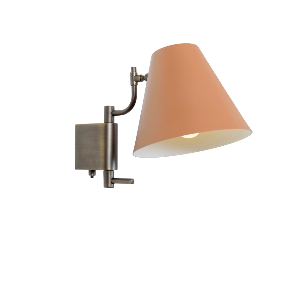 Wall light LEME black microtexture shade + matte brushed brass base and stem