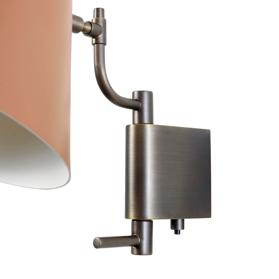 Wall light LEME black microtexture shade + matte brushed brass base and stem