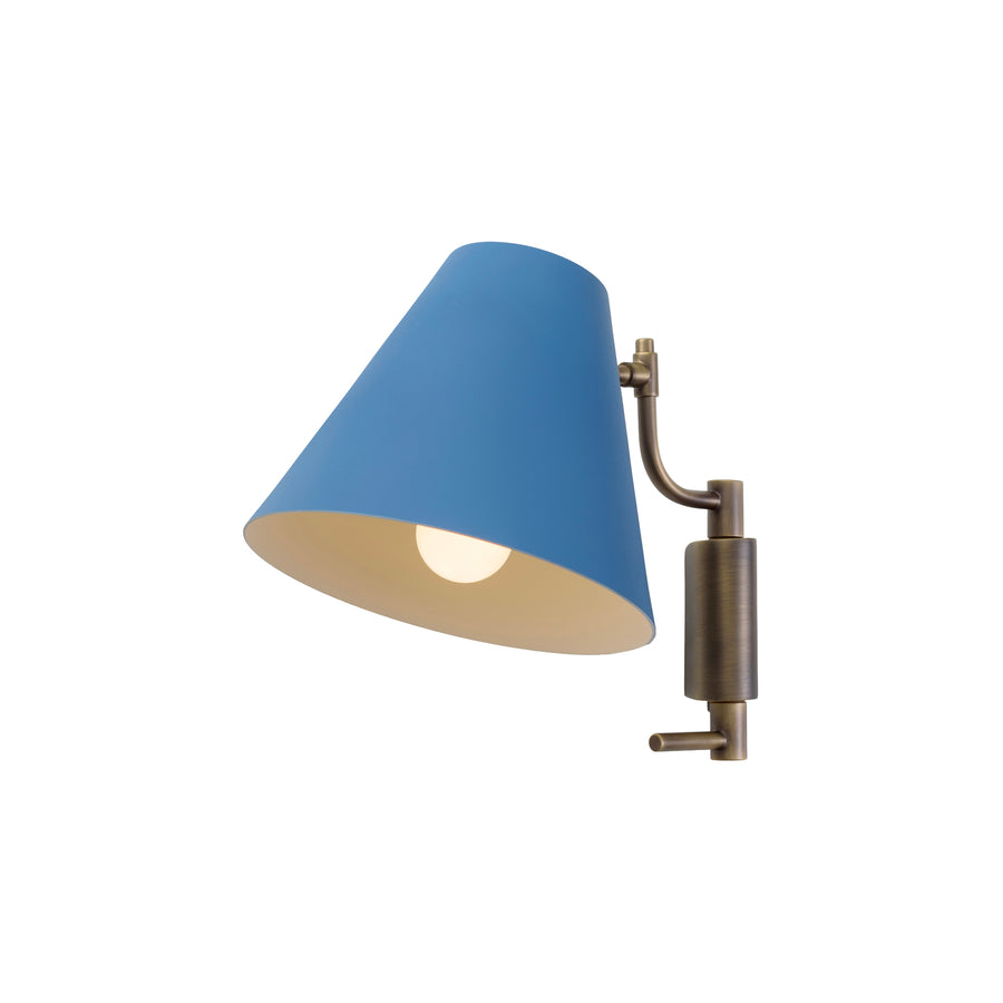 Wall light LEME black microtexture shade + matte brushed brass base and stem