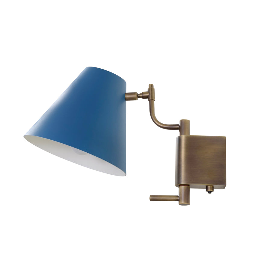 Wall light LEME black microtexture shade + matte brushed brass base and stem