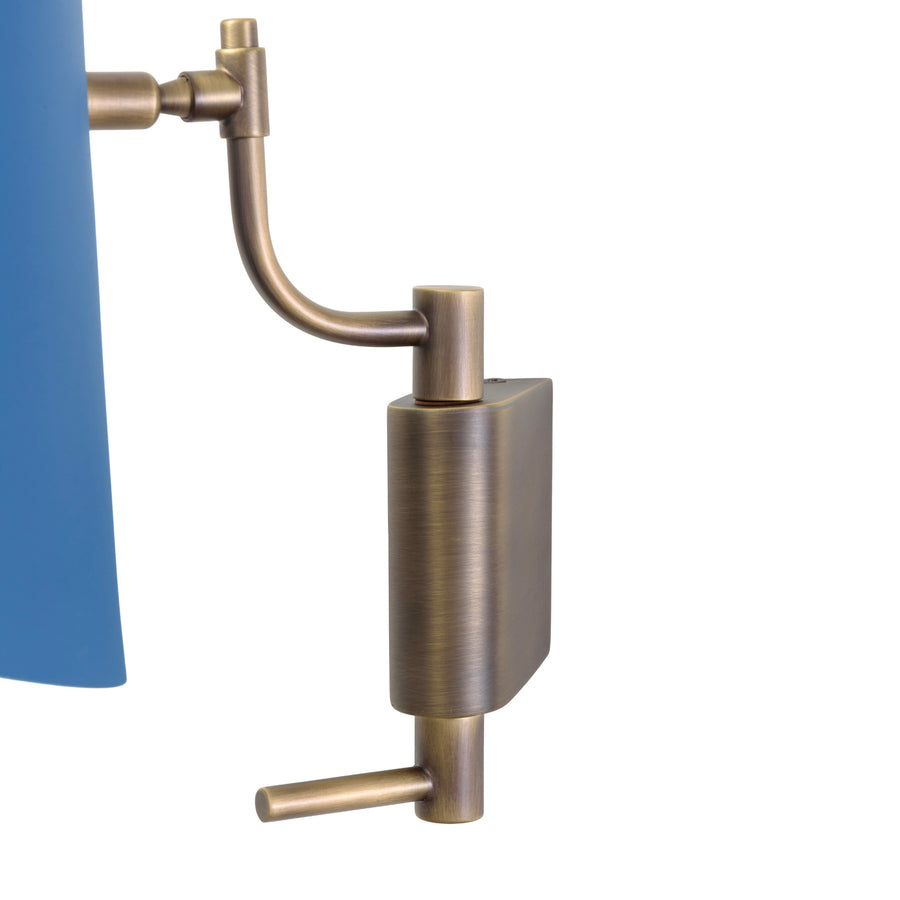 Wall light LEME black microtexture shade + matte brushed brass base and stem