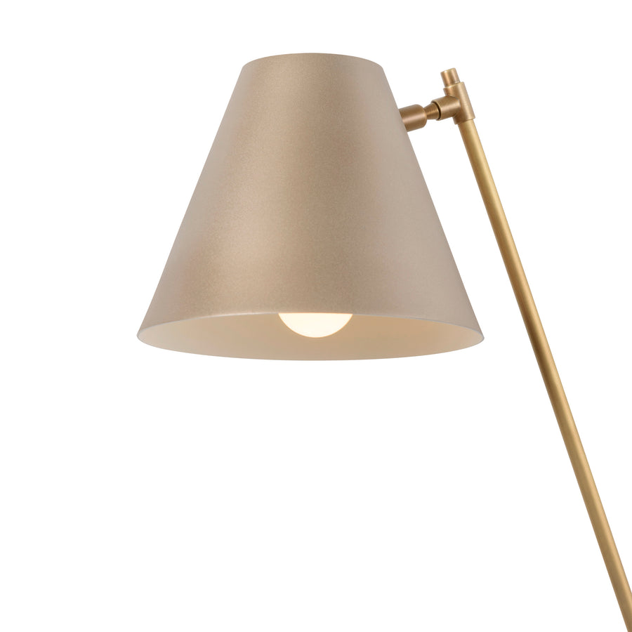Arandela LEME cúpula microtextura + haste e base latão escovado fosco