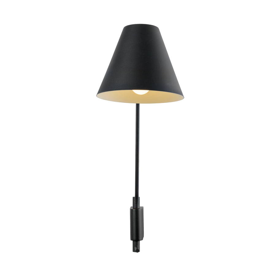 Wall light LEME black microtexture shade + matte brushed brass base and stem