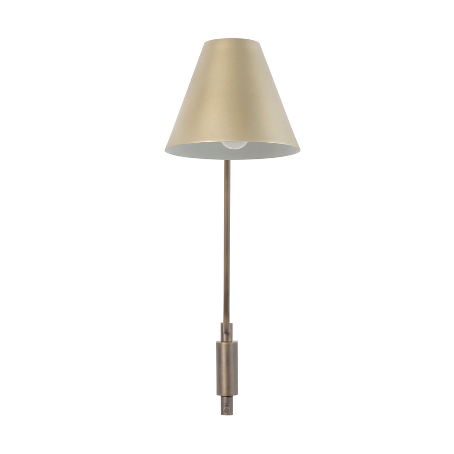 Wall light LEME black microtexture shade + matte brushed brass base and stem