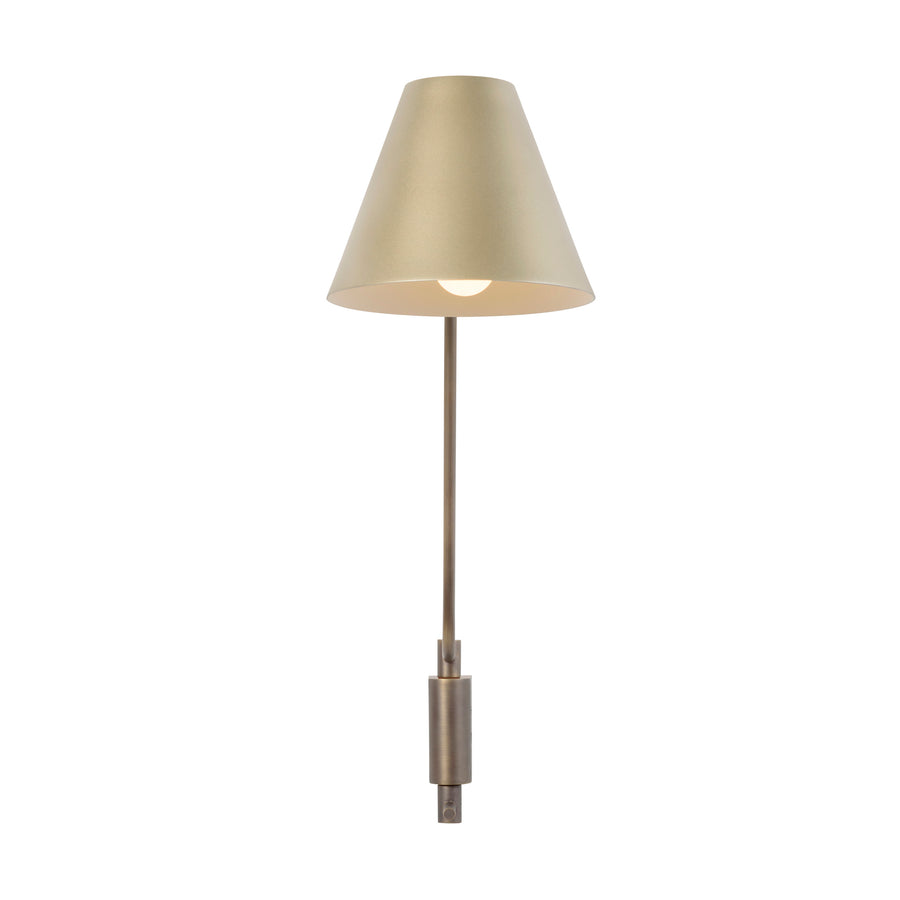 Wall light LEME black microtexture shade + matte brushed brass base and stem