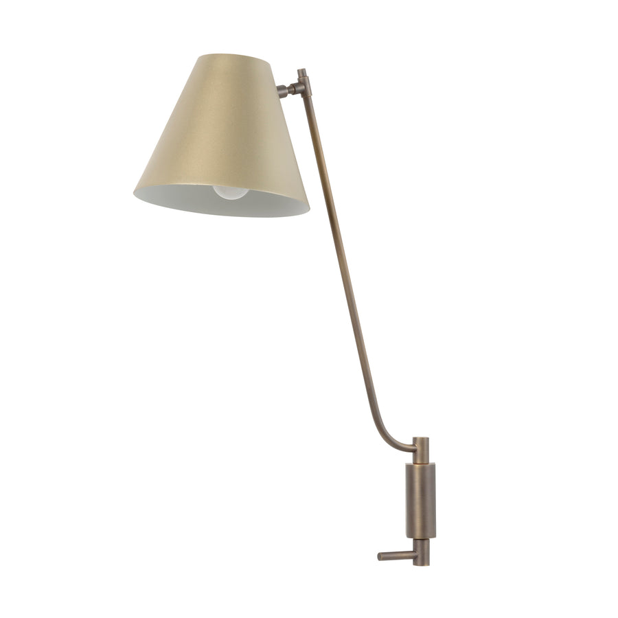 Wall light LEME black microtexture shade + matte brushed brass base and stem