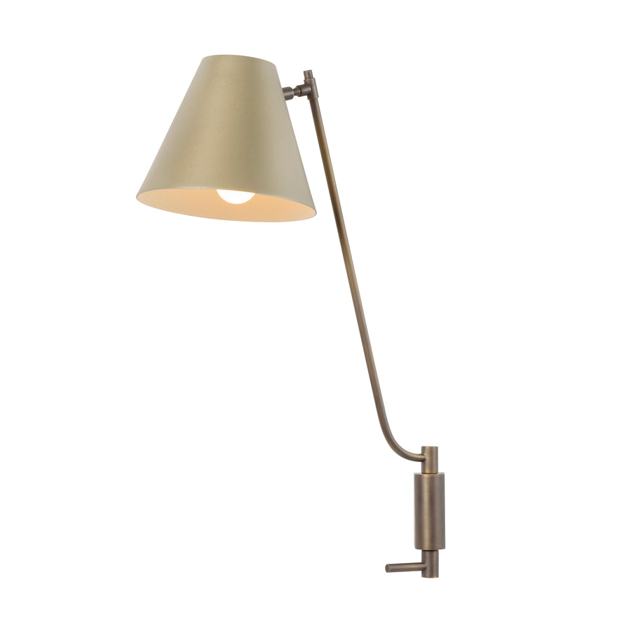 Wall light LEME black microtexture shade + matte brushed brass base and stem