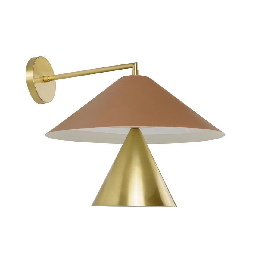 Wall light SHANGHAI bigger black microtexture shade + smaller polished brass and stem