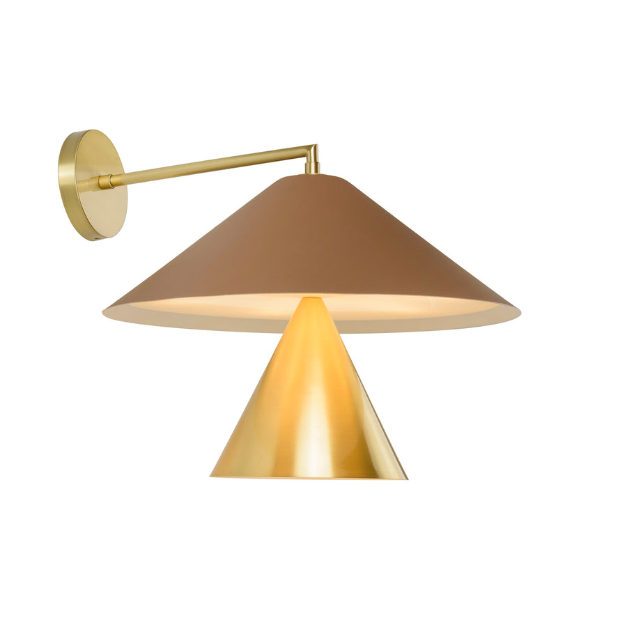 Wall light SHANGHAI bigger black microtexture shade + smaller polished brass and stem
