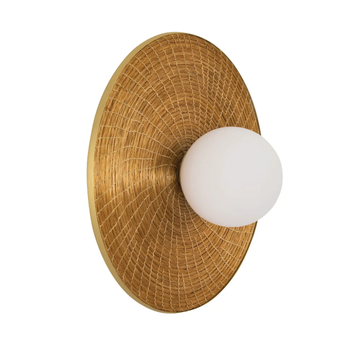 Wall light BRUTA G 01 matte brushed brass globe + golden grass