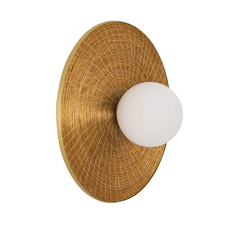 Wall light BRUTA G 01 matte brushed brass globe + golden grass