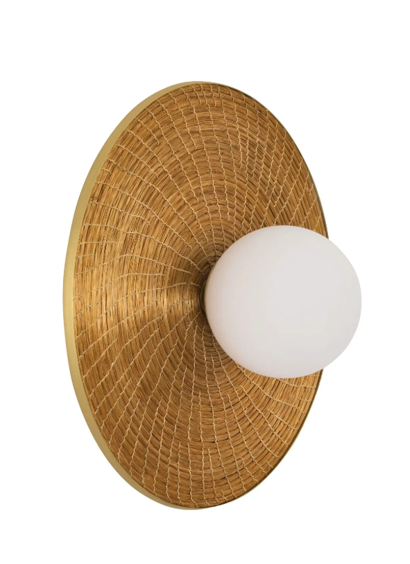 Wall light BRUTA G 01 matte brushed brass globe + golden grass