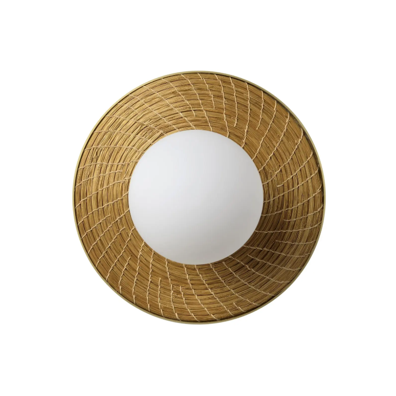 Wall light BRUTA P 01 matte brushed brass globes + golden grass