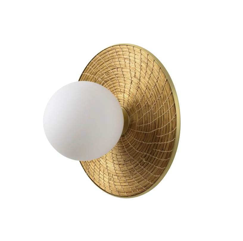 Wall light BRUTA P 01 matte brushed brass globes + golden grass