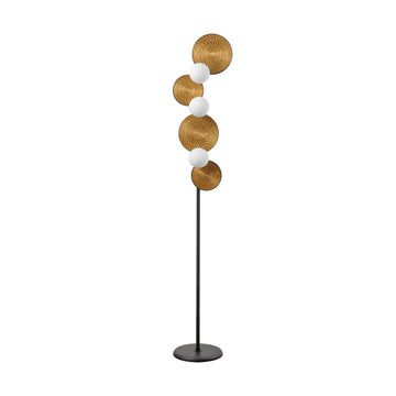 Column BRUTA 03 matte brushed brass globes + golden grass