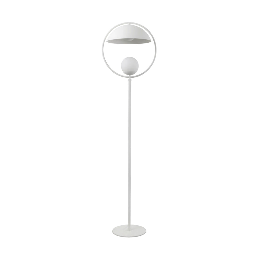 Luminária de piso TAO haste e círculo microtextura branca