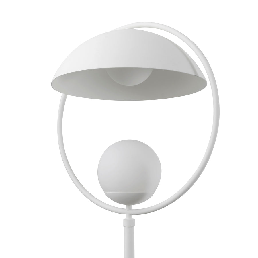 Luminária de piso TAO haste e círculo microtextura branca