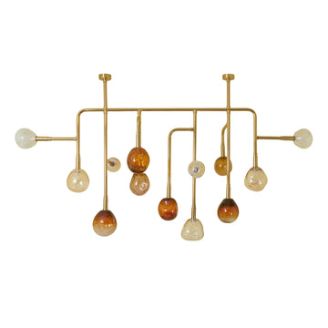 lustre CIPÓ G latão polido + globos de vidro soprado colorido