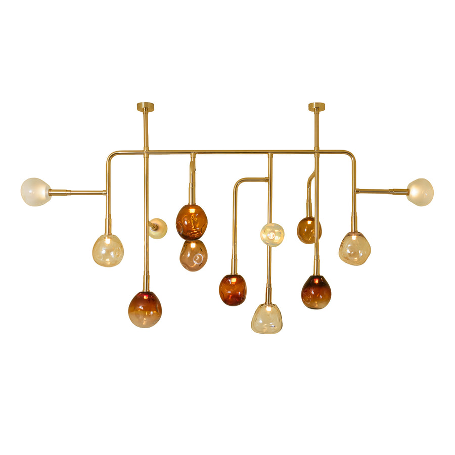 lustre CIPÓ G latão polido + globos de vidro soprado colorido