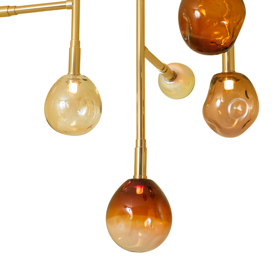 lustre CIPÓ G latão polido + globos de vidro soprado colorido