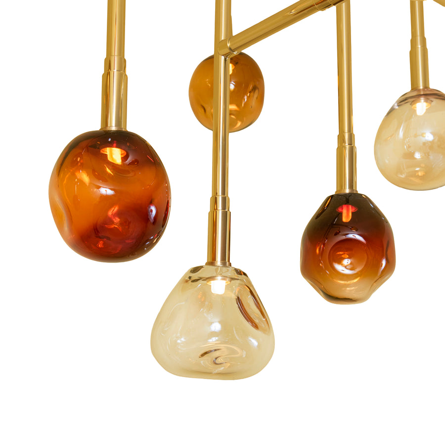 lustre CIPÓ G latão polido + globos de vidro soprado colorido
