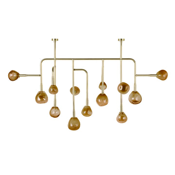 lustre CIPÓ® G latão polido + globos de vidro soprado ambar
