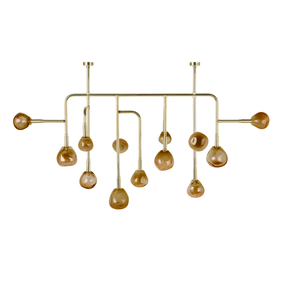lustre CIPÓ® G latão polido + globos de vidro soprado ambar