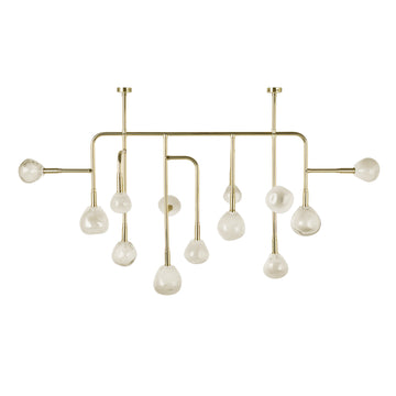 lustre CIPÓ® G latão polido + globos de vidro soprado pérola