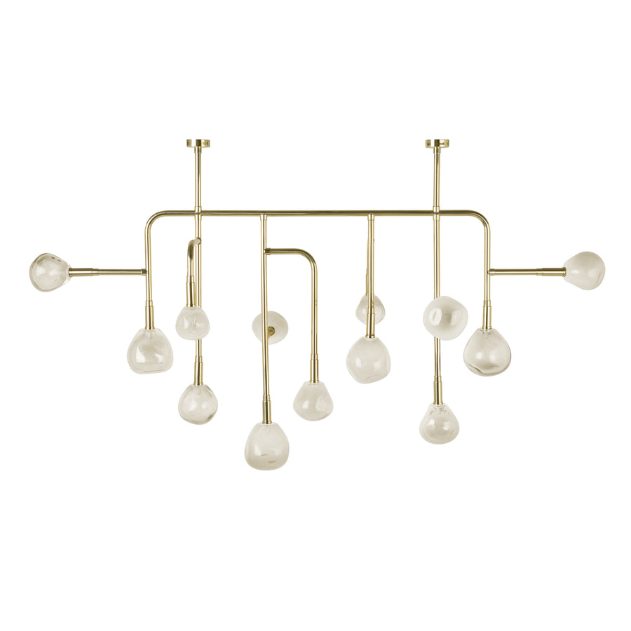 lustre CIPÓ® G latão polido + globos de vidro soprado pérola